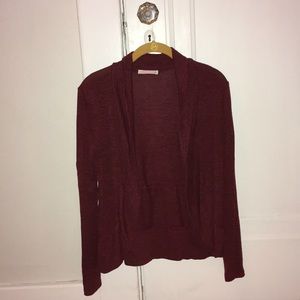 Maroon cover-up blouse.
